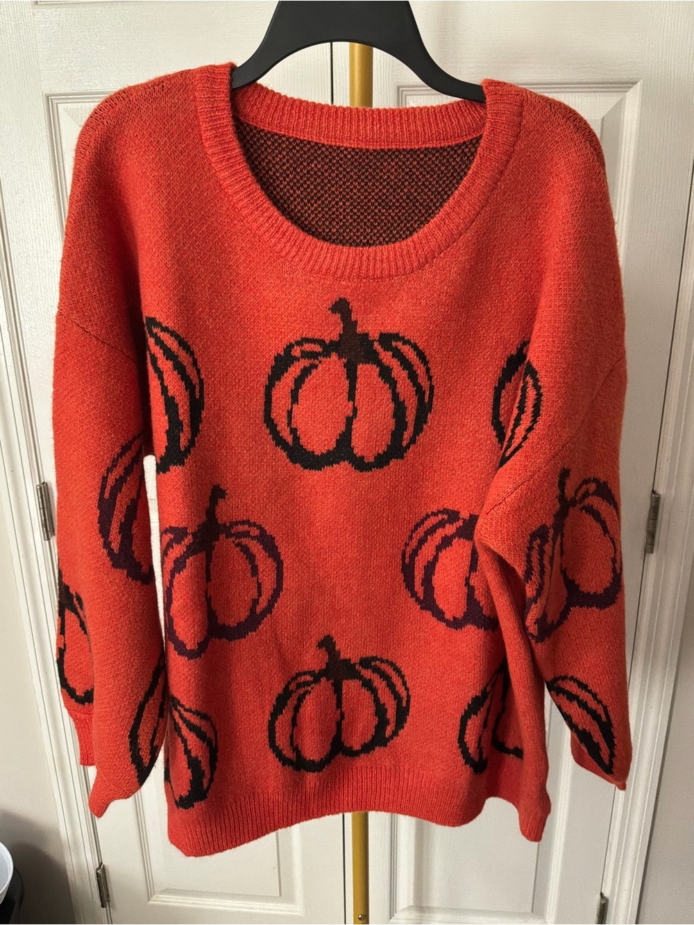 Bloomchic Fall Knit Women's Orange Pumpkin-Print Sweater Size 18-20